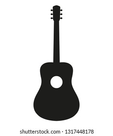 Black acoustic guitar shape. Flat icon. Vector illustration isolated on white background.