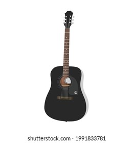 Black acoustic guitar vector illustration