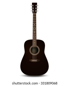 Black acoustic guitar. Vector illustration