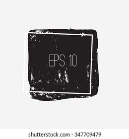 Black acrylic background paint square vector object. Hand drawing design element