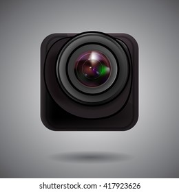 Black action camera 2 square icon for social network.