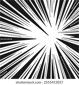 Black action line speed comic effect. cartoon stripes for decoration on white background.