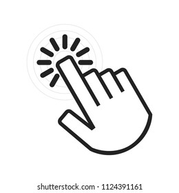 Black active angled clicking hand icon on white background