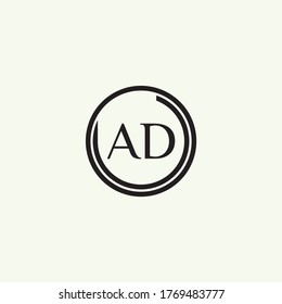 Logo-Design für schwarze AD-Buchstaben. Creative Icon Modern Letters Vector Logo.