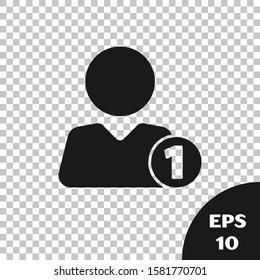 Black Add to friend icon isolated on transparent background.  Vector Illustration