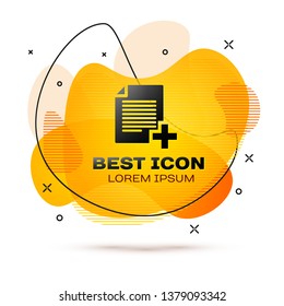 Black Add new file icon isolated on white background. Copy document icon. Fluid color banner. Vector Illustration