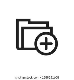 Black Add New Folder Icon Isolated. New Folder File Sign. Copy Document Icon. Add Attach Create Folder Make New Plus Icon