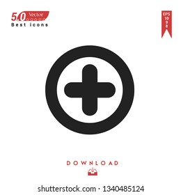black add-button icon. add-button icon vector isolated on white background. Graphic design, material design, 2019 year best selling icons, mobile application, UI / UX design, EPS 10 format vector