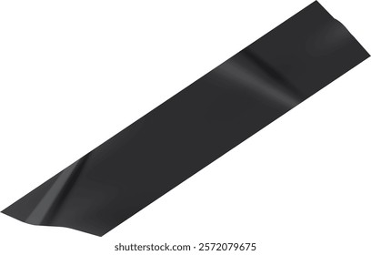 Black adhesive tape creating a diagonal line across a white background, offering a simple yet versatile image for various design and conceptual projects