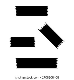 black adhesive tape set for decoration isolated on white background. vector illustration