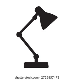 Black adjustable desk lamp icon for study and office workspace illumination