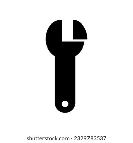 Black adjustable wrench tool icon flat vetor design