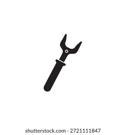 Black adjustable wrench tool on white background spanner hardware