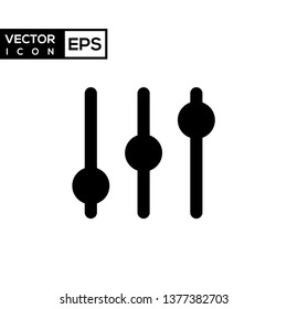 Black adjustment music level icon. Volume panel sign in flat design isolated on white background.
