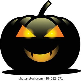 black adn orange color pumpkin isolate icon for Halloween Day