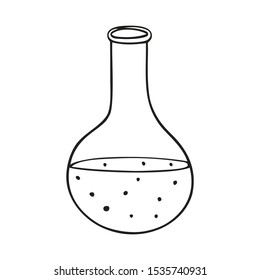 Black adn white vector illustration of a chem flask