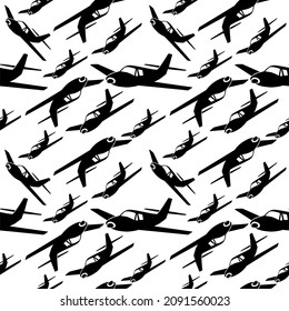 Black Aeroplane icon isolated seamless pattern on white background For Printed Design. Flying airplane icon. Airliner sign.Plane icon in flat style. Airplane vector illustration on white isolated.