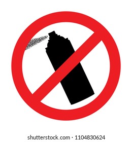 Black aerosol spray can icon on white background. No aerosol graffiti spray can sign icon. Aerosol paint symbol. Vector illustration