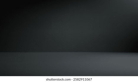 Black Aesthetic Minimalist Empty Photo Studio Room. Abstract Gradient Background 3d Blank Scene. Vector Illustration EPS10
