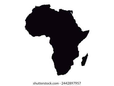 Black Africa map silhouette icon on white background.