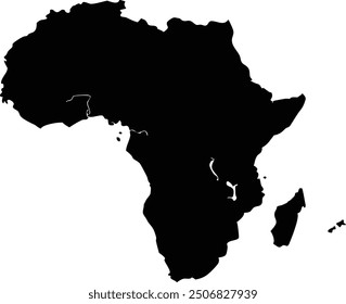 Black Africa Map Silhouette Isolated