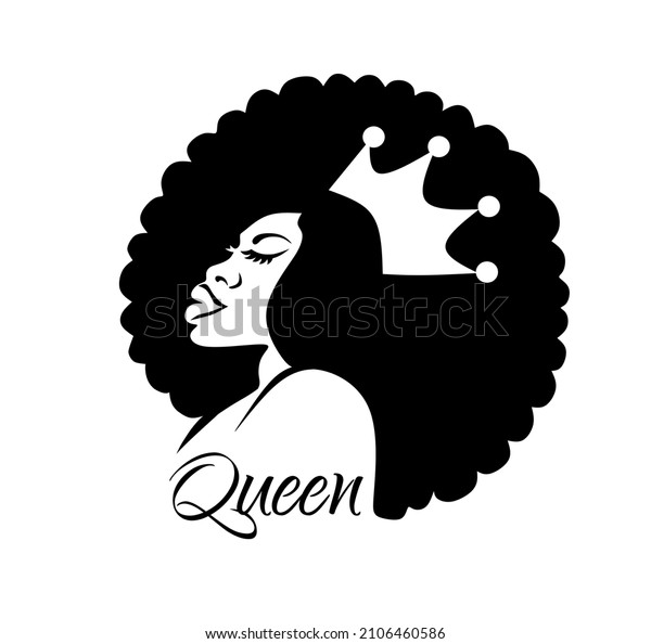 Black African Afro American girl woman beautiful\
lady head face profile vector silhouette drawing,curly puffs\
hair,crown.Queen.Plotter laser cut.Vinyl wall sticker decal.T shirt\
print design.DIY cut.