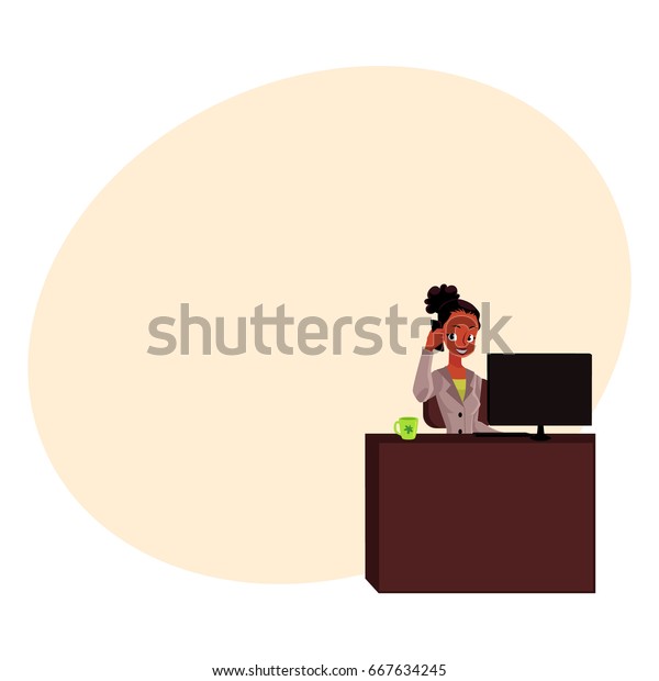 Black African American Businesswoman Secretary Talking Stock Vector ...