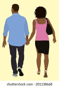 Black or African American Couple Walking Away