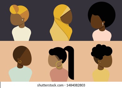 Black, African, African American Female Character Set, Diversity Concept