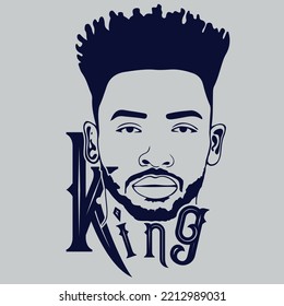 Black African American Male King Prince Face Portrait Silhouette