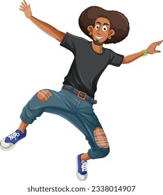 Black African American Man Cartoon Character with Afro Hair illustration