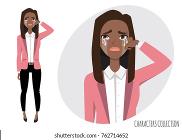 black african american Woman Crying vector