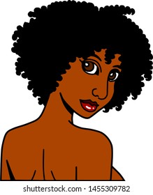 Black African American Woman With Natural Hair Looking Over Her Shoulder