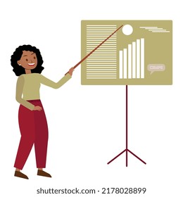 Black african businesswoman work on a project in the office. Colleagues discuss strategic with each other. Female entrepreneurs during brainstorming. Effective and productive teamwork. Vector