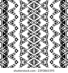 Black African Pattern. Black Art Scribble Textile. Seamless Ink Pattern. Simple Native Vector. Tribal Dark Batik. Ethnic Line Print. Seamless Ink Vector. Art Ethnic Doodle. Stripe Wavy Ornament.