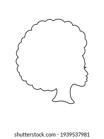 Black Afro African American girl woman lady vector portrait profile head face outline line silhouette, natural hair puff hairstyle drawing.Laser plotter cutting.Logo for beauty salon.T shirt print.