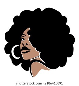 Black Afro African American Girl Woman Lady Vector Portrait Head Face Silhouette,curly Natural Waves Hair Puff Hairstyle Drawing Illustration.Laser Plotter Cutting.Logo.Beauty Salon.T Shirt Print.DIY.