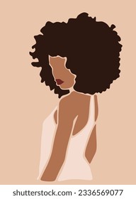 
Black Afro Girl Woman drawing.Puff curly waves hairstyle. African American Abstract Minimal Wall Art Canvas Painting Poster Print Wall Picture.Melanin Queen.Living Room Decor.Beautiful lady stencil