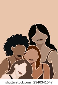 Black Afro Girl Woman Illustration.African Abstract Minimal Wall Art Canvas Painting Poster Print Wall Picture.Melanin Queen.Different faces.Face head diversity portrait.Living Room Decor.Beauty.