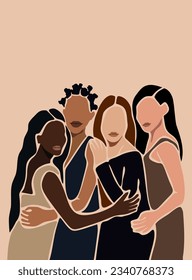 Black Afro,Asian Girl Woman Illustration.African Abstract Minimal Wall Art Canvas Painting Poster Print Wall Picture.Melanin Queen.Different faces.Face head diversity portrait.Beauty.Living Room Decor