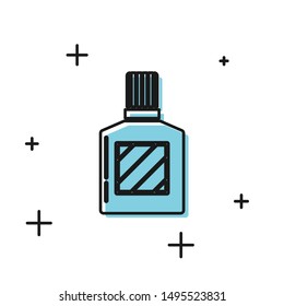 Black Aftershave icon isolated on white background. Cologne spray icon. Male perfume bottle.  Vector Illustration