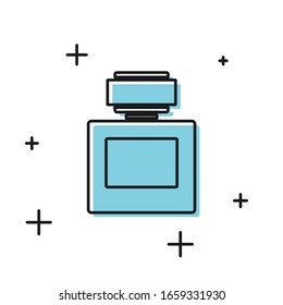 Black Aftershave icon isolated on white background. Cologne spray icon. Male perfume bottle.  Vector Illustration