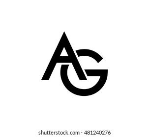 black ag initial letter linked uppercase logo