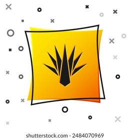 Icono de Agave negro aislado sobre fondo blanco. Planta tradicional mexicana. Botón cuadrado amarillo. Vector