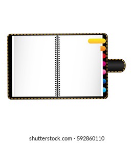 black agenda with tabs icon, vector illustraction design