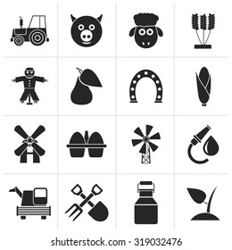 Black Agriculture and farming icons - vector icon set