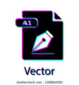 Black AI file document. Download ai button icon isolated on white background. AI file symbol.  Vector Illustration
