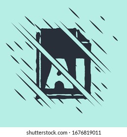 Black AI file document. Download ai button icon isolated on green background. AI file symbol. Glitch style. Vector Illustration