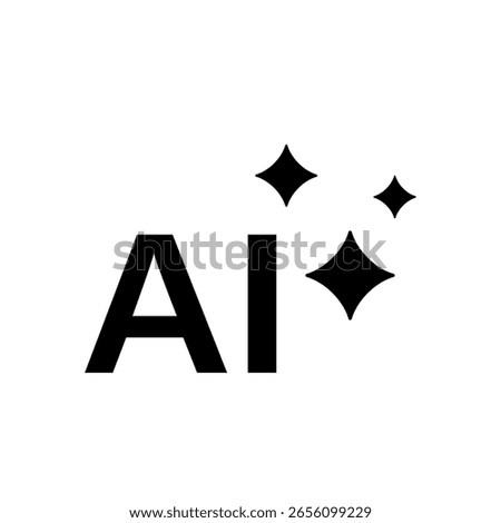 Black AI logo with shiny sparkle elements symbolizing technology, innovation, and intelligence.