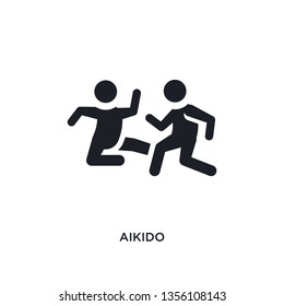 black aikido isolated vector icon. simple element illustration from sport concept vector icons. aikido editable logo symbol design on white background. can be use for web and mobile
